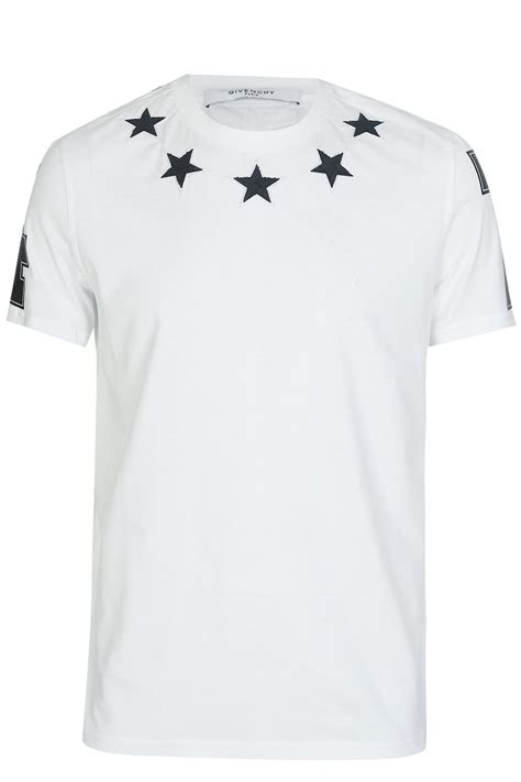 givenchy white shirt black stars|Givenchy t shirt size chart.